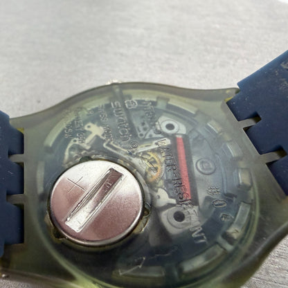 Swatch Blue Rebel Watch Men 41mm Blue Dial Gray Daydate SUON700 New Battery9