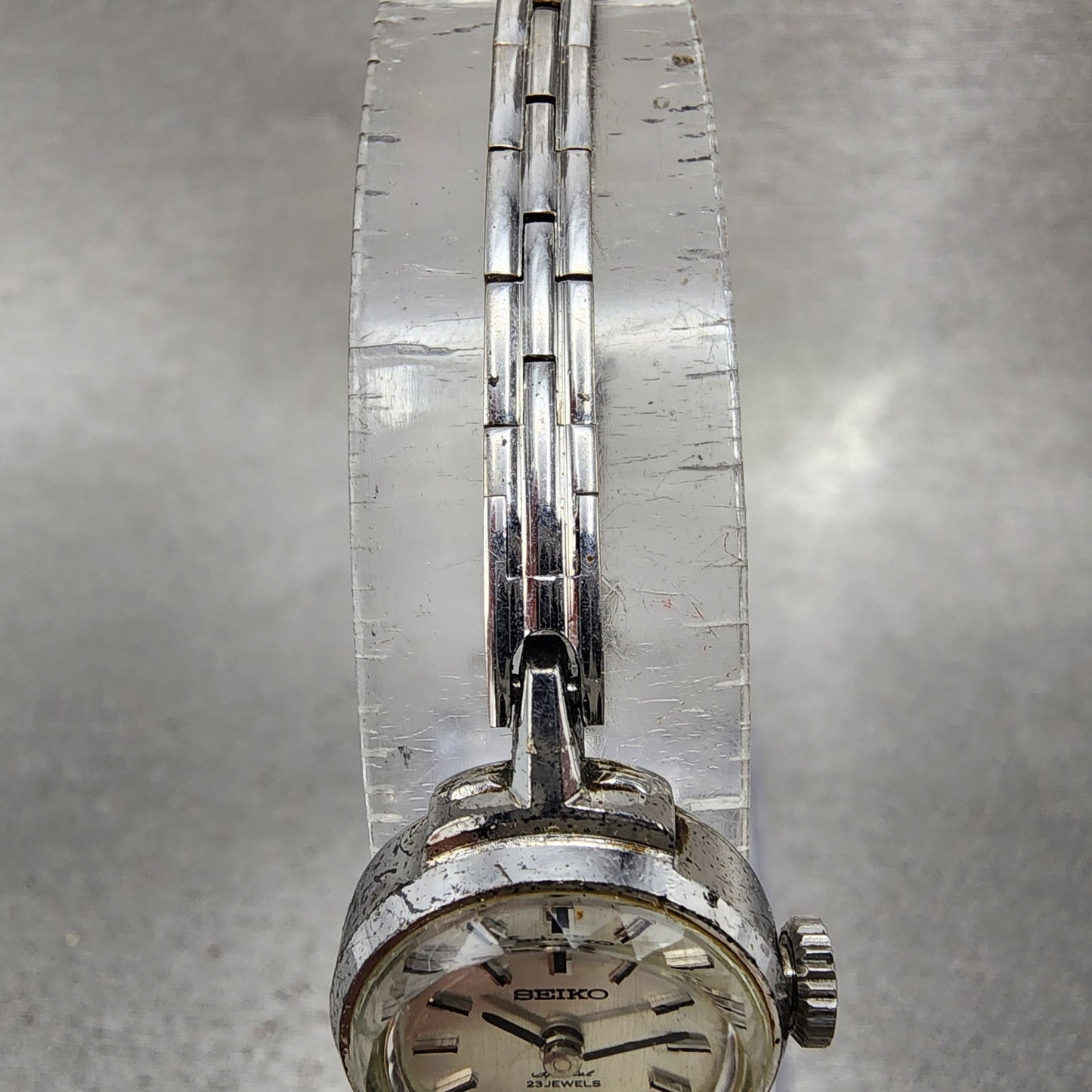 Seiko Special Watch Women 17mm Silver Dial White Gold Plated Manual Wind Runs3