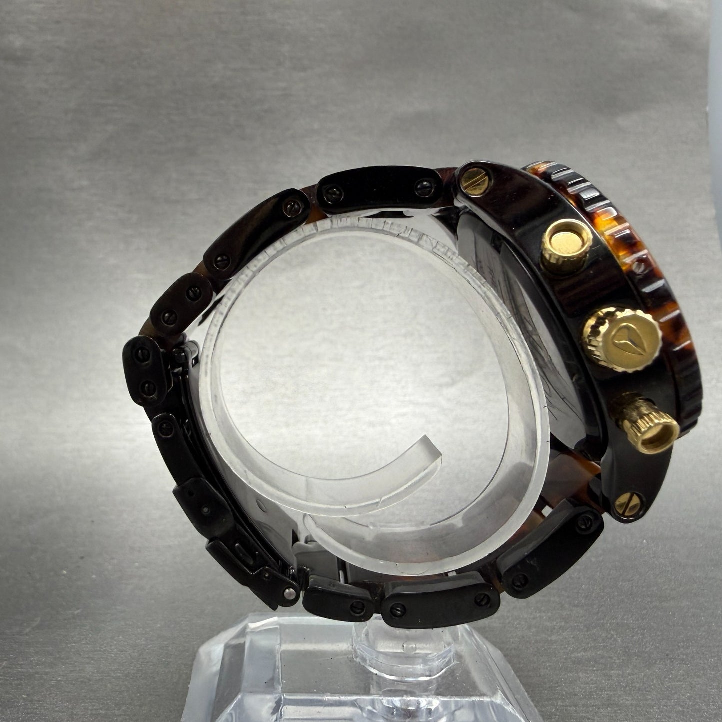 Nixon 42-20 Chrono Watch Women 42mm Black Dial Black Tortoise Date PARTS!!!!!!!!9