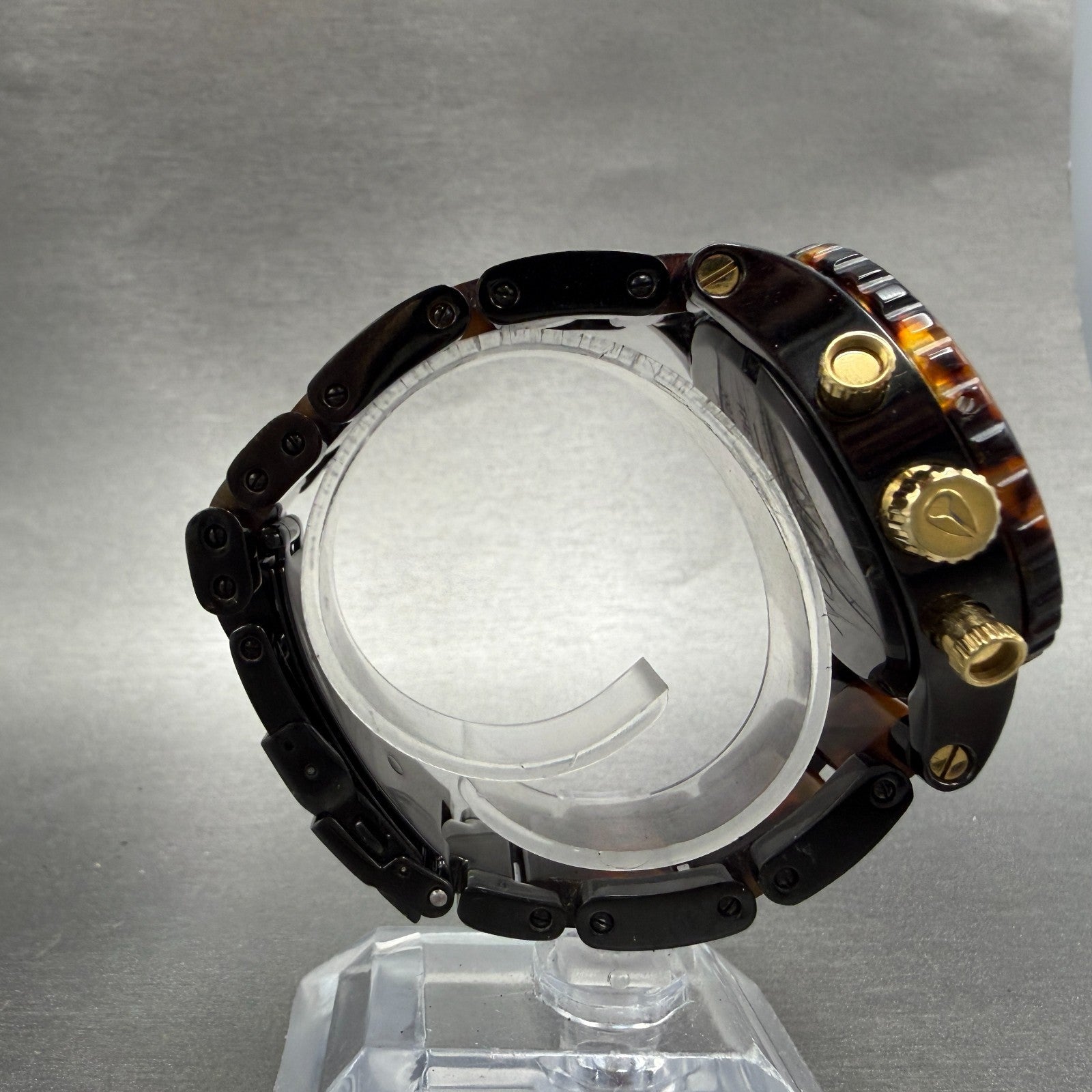 Nixon 42-20 Chrono Watch Women 42mm Black Dial Black Tortoise Date PARTS!!!!!!!!9