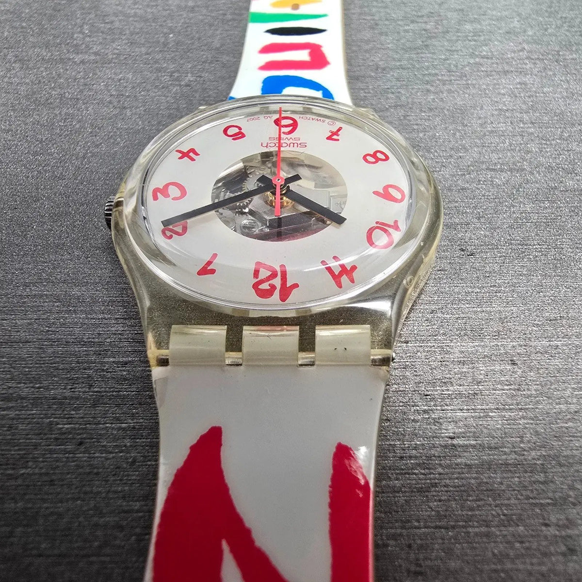 Swatch Paralympic Watch Men 35mm White Dial Clear Case Round GE213 New Battery7