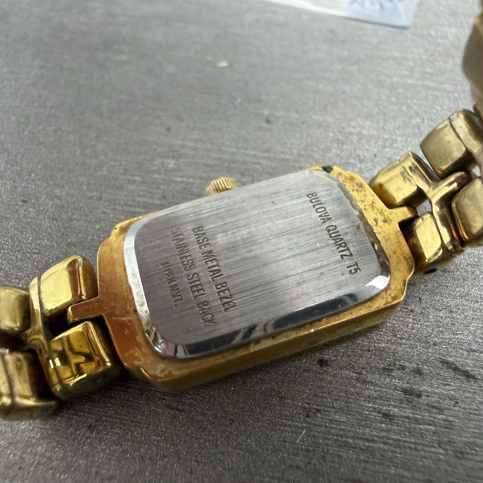 Bulova Tank Watch Women 14mm Champagne Dial Gold Tone Rectangle 97P77 NewBattery9
