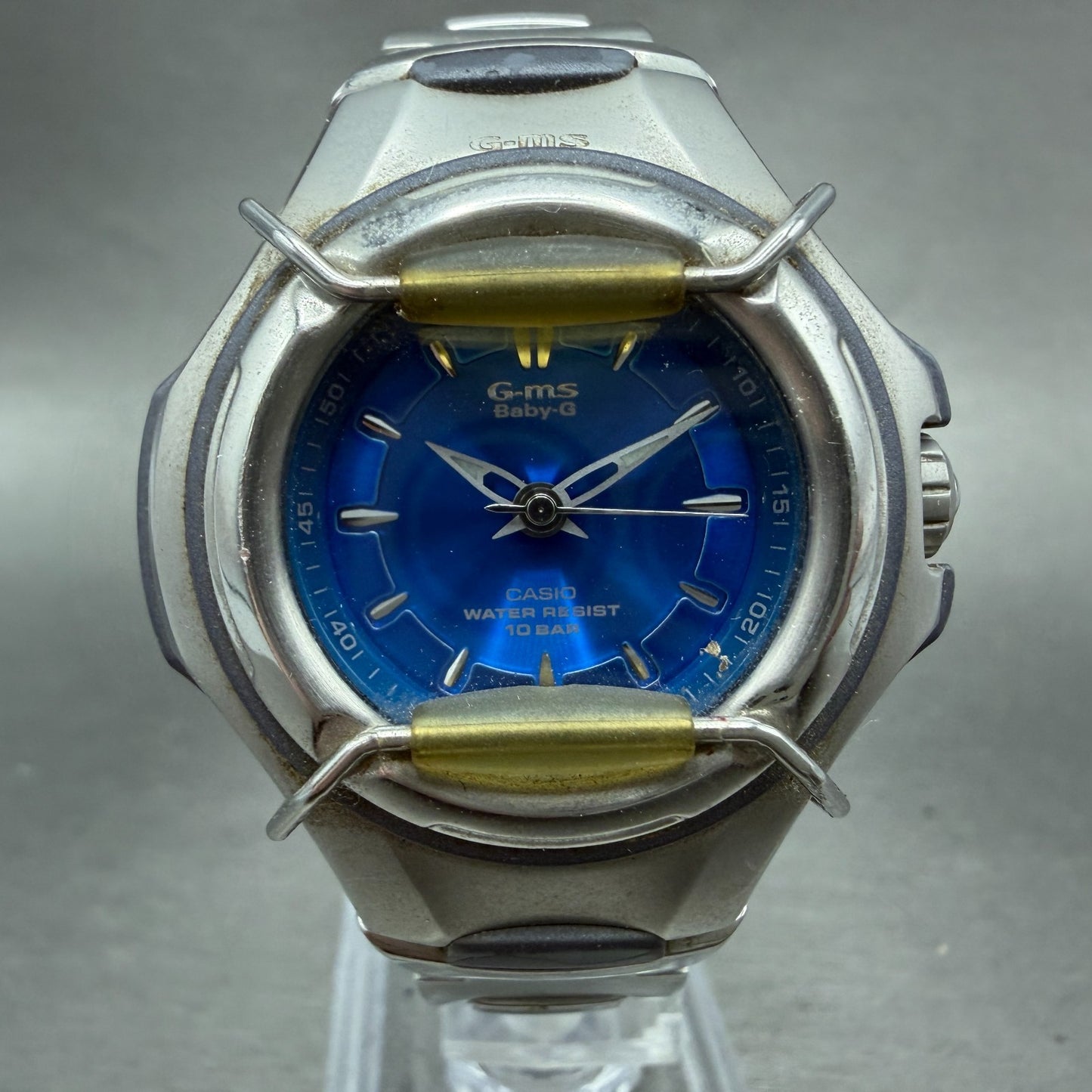Casio Baby-G Watch Women 38mm Blue Dial Silver Tone Round MSG-600 New Battery0
