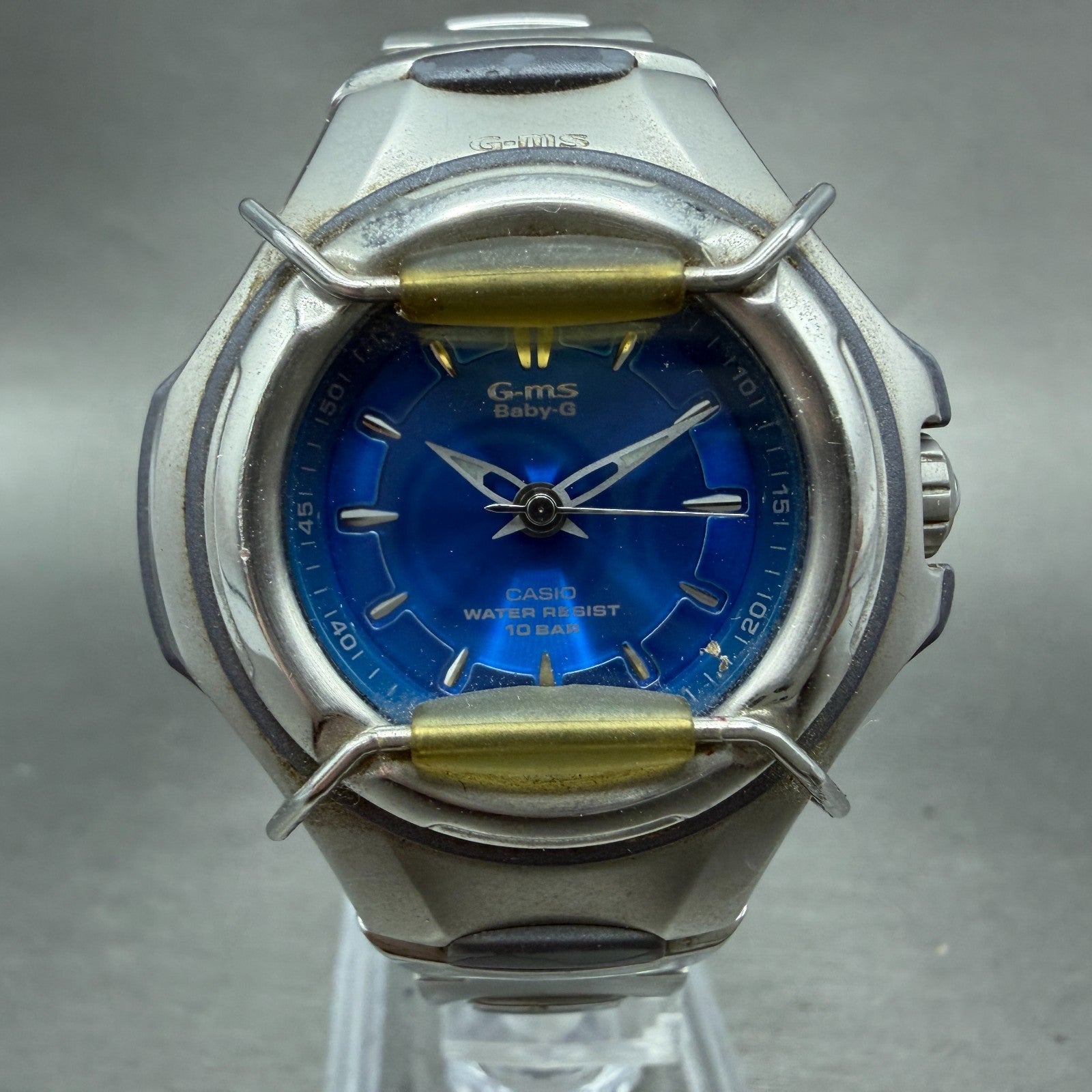 Casio Baby-G Watch Women 38mm Blue Dial Silver Tone Round MSG-600 New Battery0