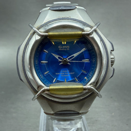 Casio Baby-G Watch Women 38mm Blue Dial Silver Tone Round MSG-600 New Battery0