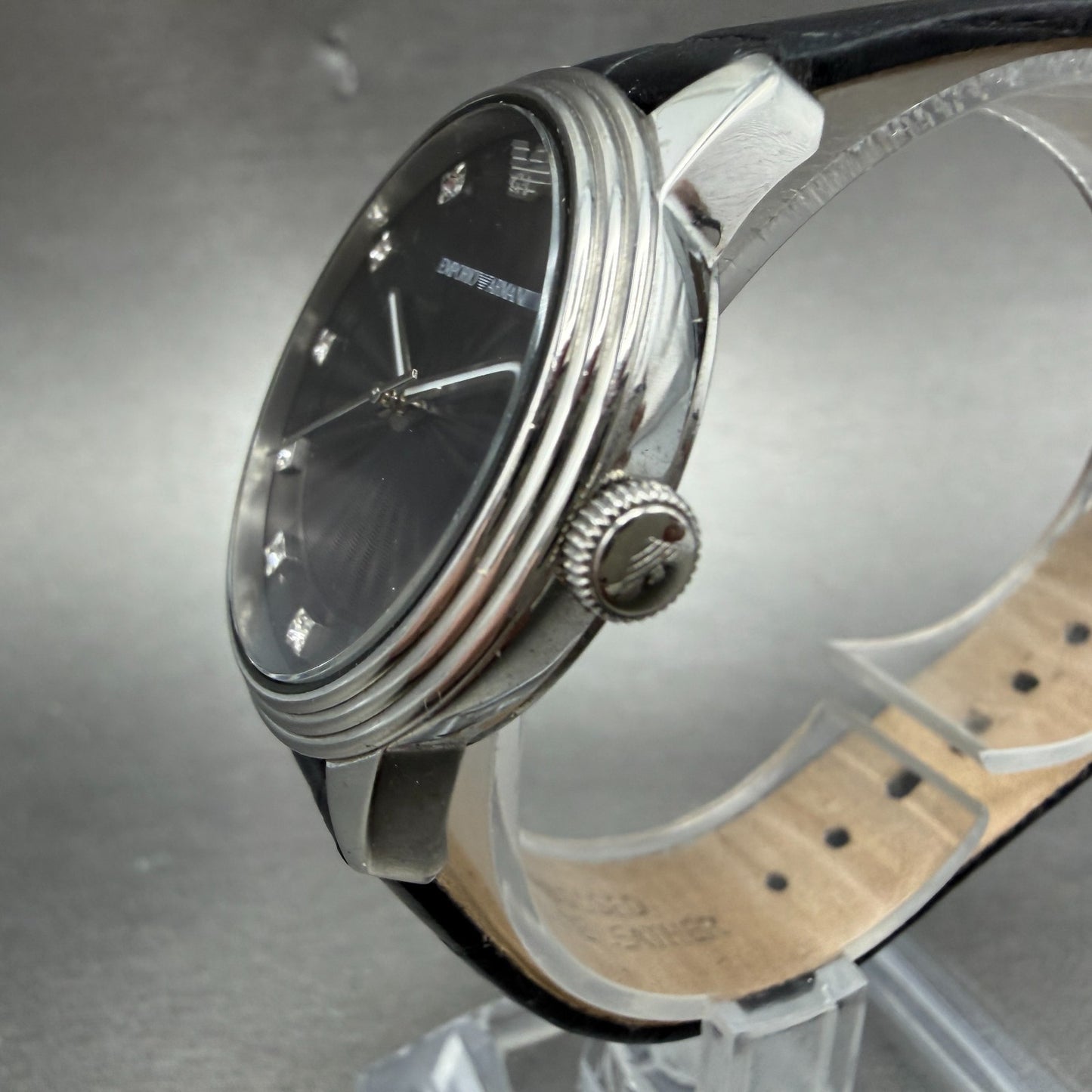 Emporio Armani Dino Watch Women 33mm Black Dial Steel Round AR-1618 New battery2
