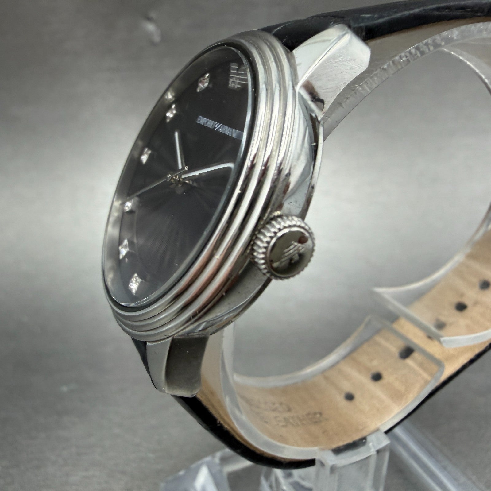 Emporio Armani Dino Watch Women 33mm Black Dial Steel Round AR-1618 New battery2