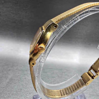 Citizen CQ Watch Women 17mm Champagne Dial Gold Tone 3220-324111 New Battery JP2