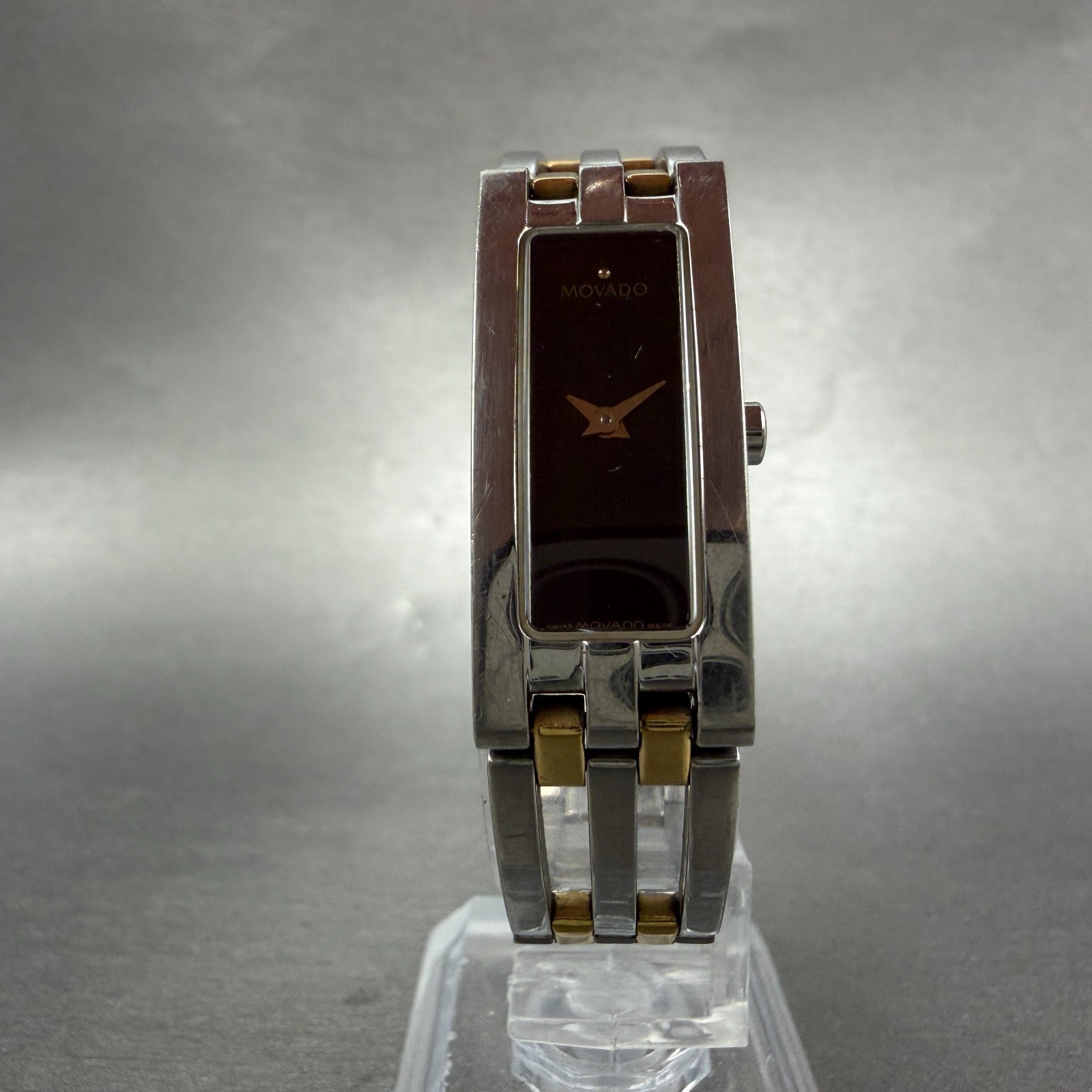 Movado Esperanza Tank Watch Women 14mm Black Dial Two Tone 84 H5 1400 PARTS6