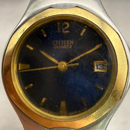 Citizen Watch Women 25mm Blue Dial Two Tone Date Round 1012-S76183 New Battery1