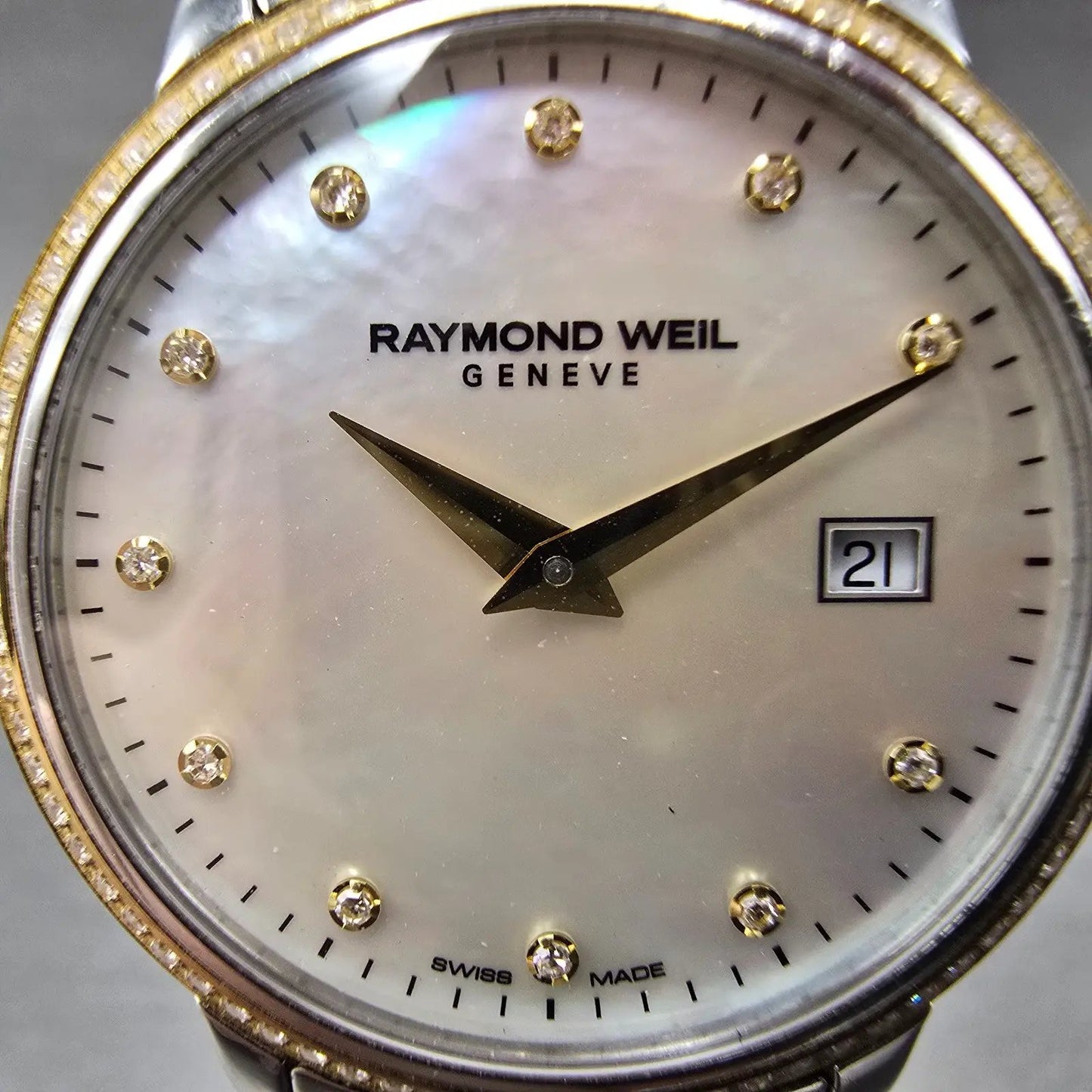 Raymond Weil Toccata Watch Women 29mm MOP Dial Two Tone Date 5988 New Battery1