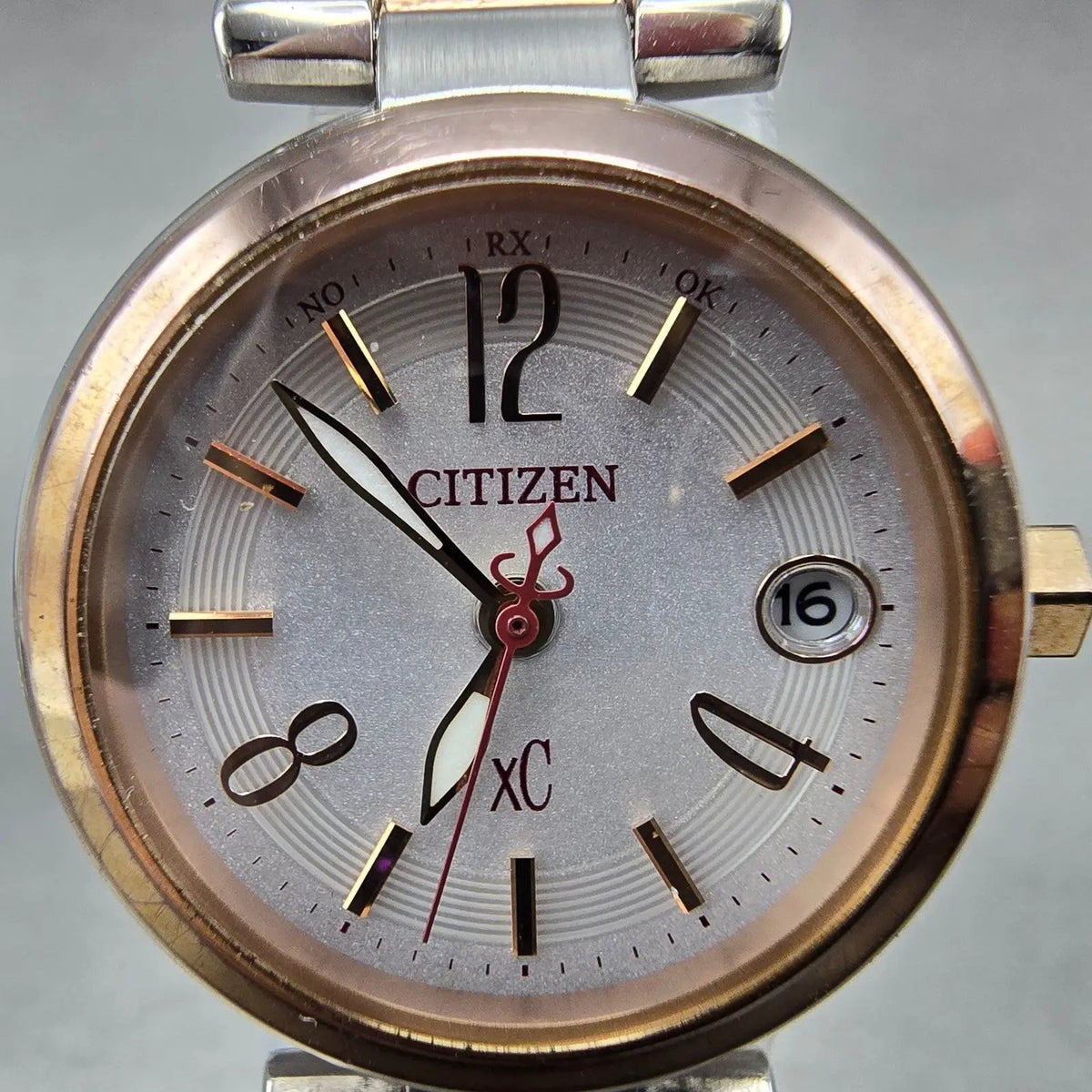 Citizen Eco-Drive Xc Watch Women 26mm Gray Dial Two Tone Date Atomic Round PARTS2