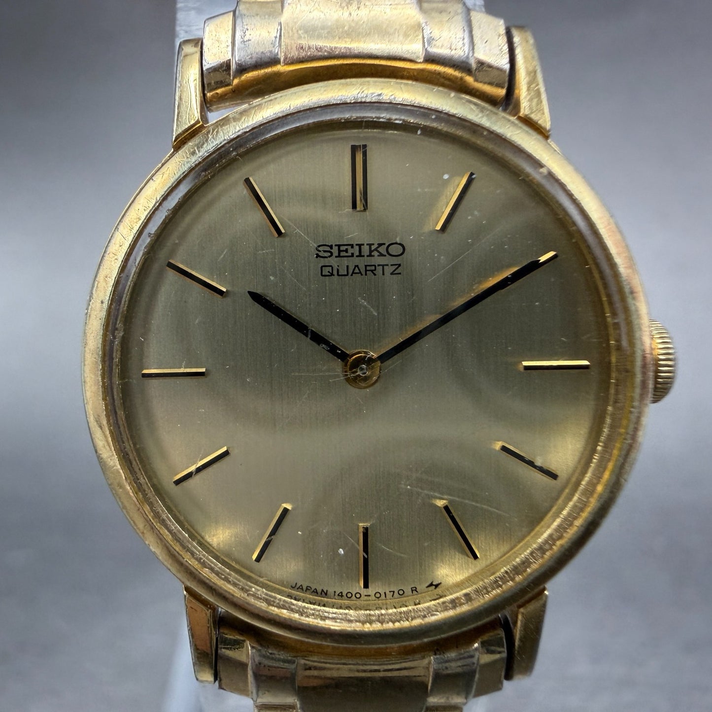 Seiko Watch Women 23mm Champagne Dial Gold Tone Round 1400-0049 New Battery1