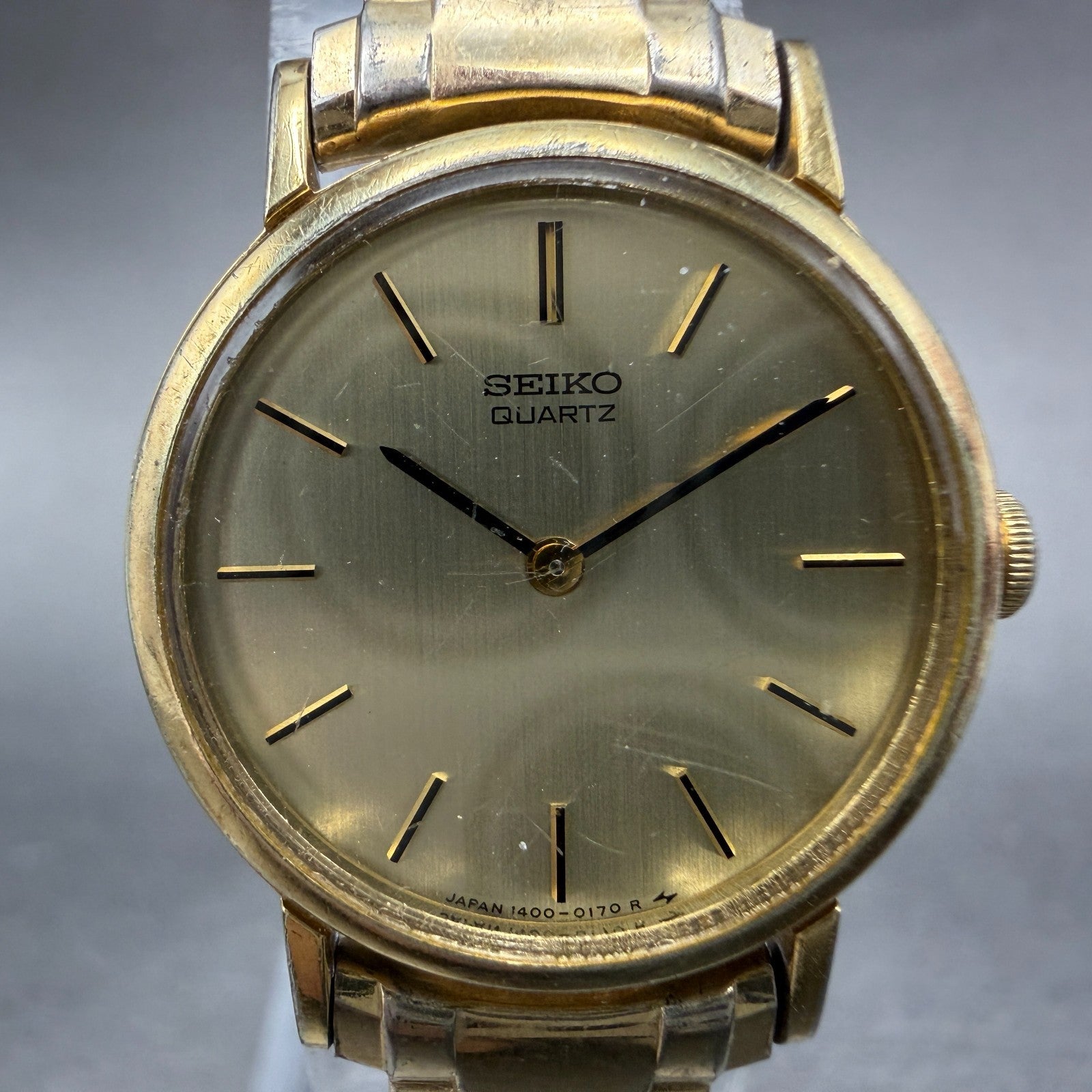 Seiko Watch Women 23mm Champagne Dial Gold Tone Round 1400-0049 New Battery1