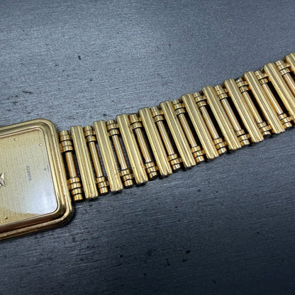 Raymond Weil Tank Watch Men 27mm Gold Dial Gold Plated Date 9983 READ!! New Batt8