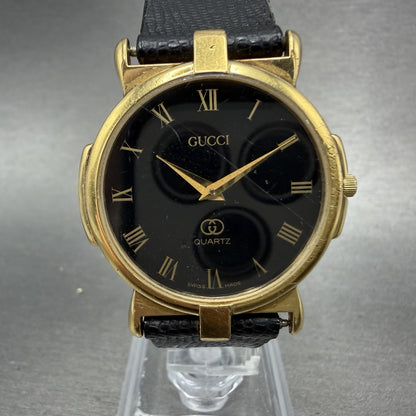 Gucci Watch Men 31mm Black Dial Gold Tone Vintage Roman Numerals 3400F PARTS0