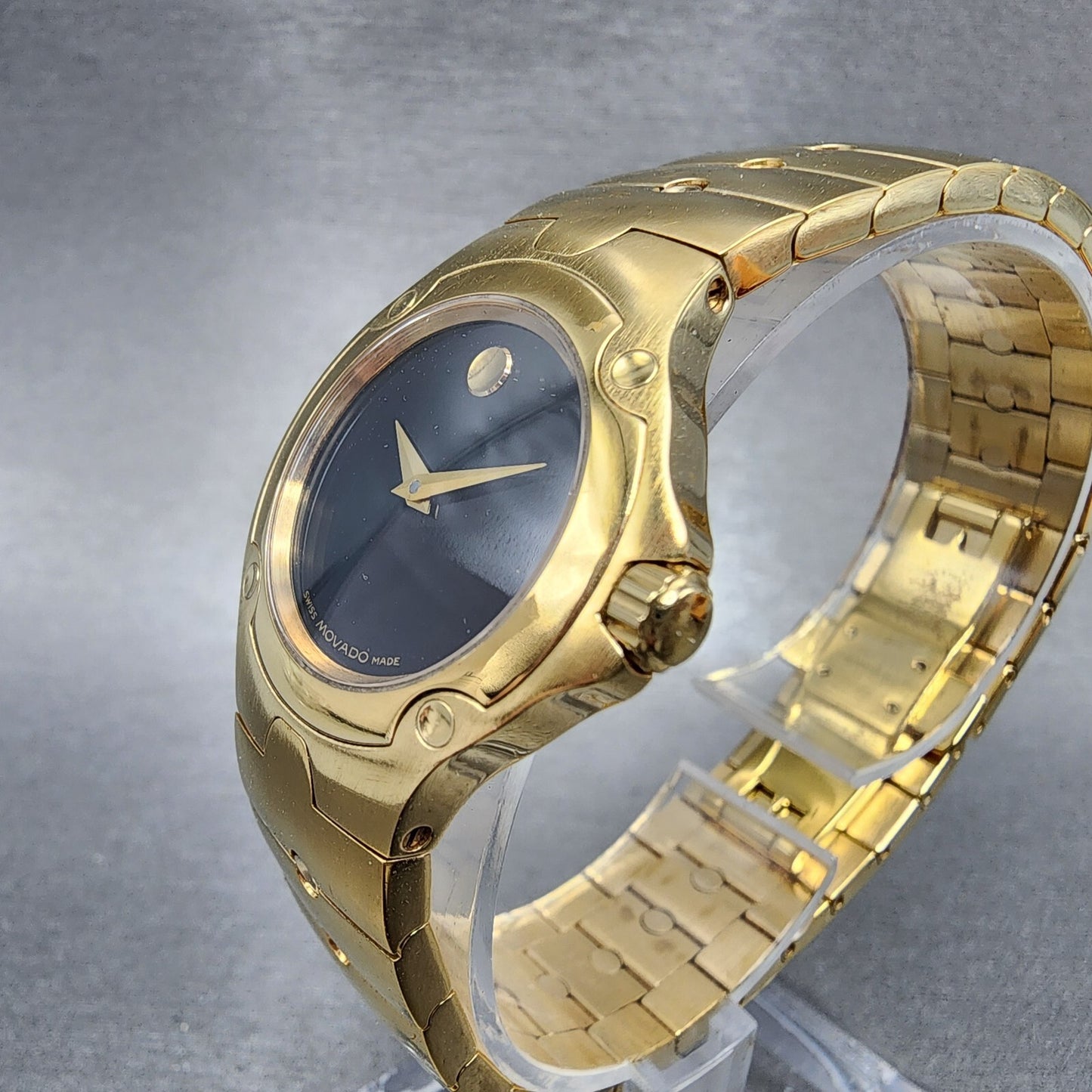 Movado Sports Edition Watch Women 27mm Black Dial Gold Tone Round 88.G4.18513
