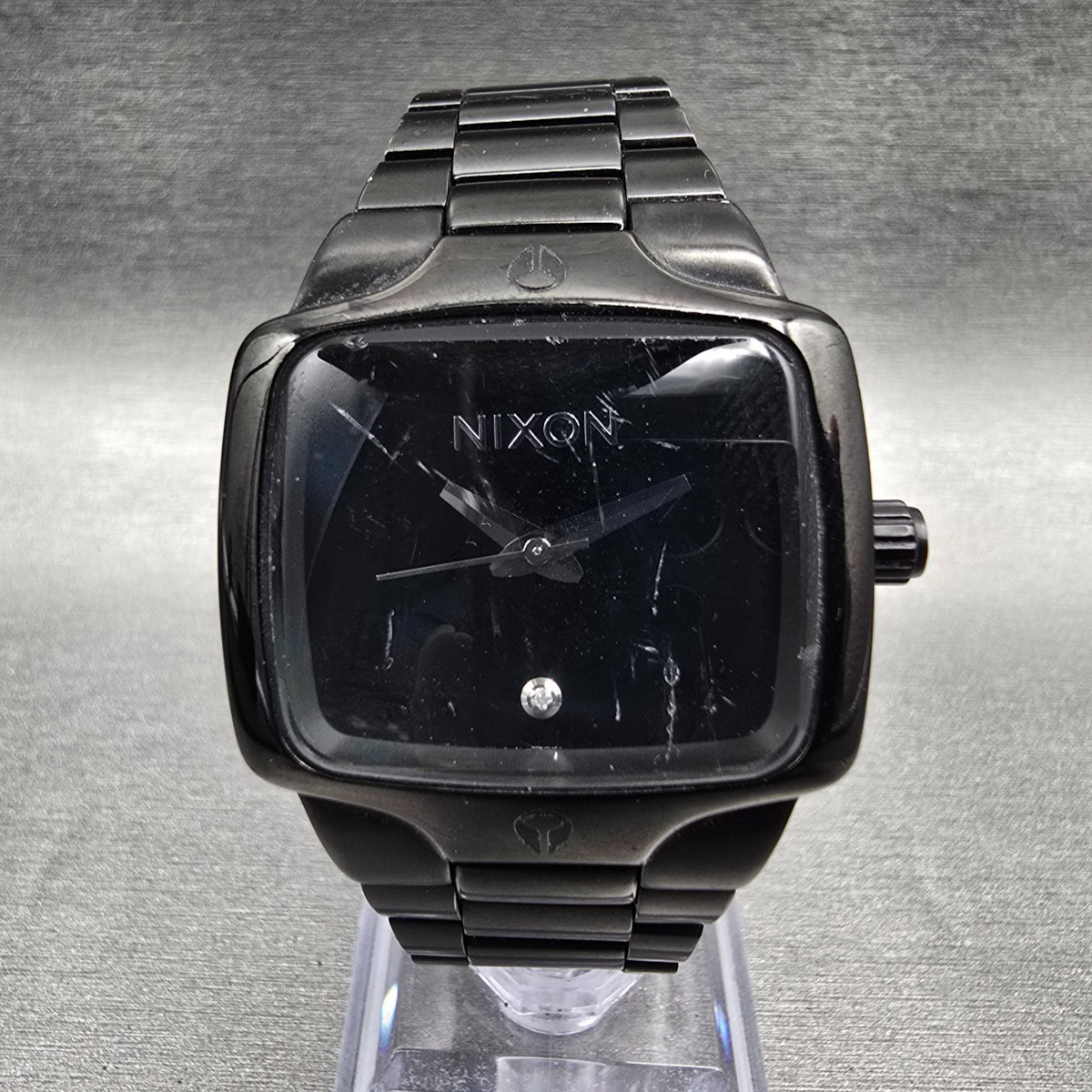 Nixon The Small Player Watch Women 33mm Black Dial Black Tone Rectangle New Batt0