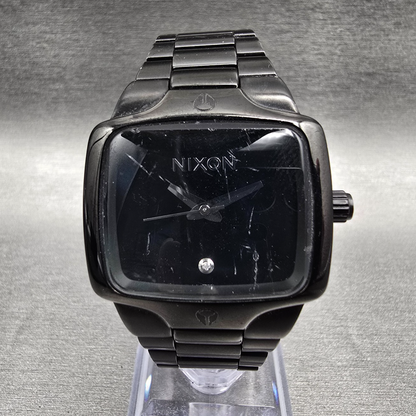 Nixon The Small Player Watch Women 33mm Black Dial Black Tone Rectangle New Batt0