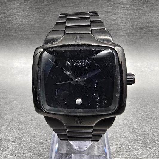 Nixon The Small Player Watch Women 33mm Black Dial Black Tone Rectangle New Batt0