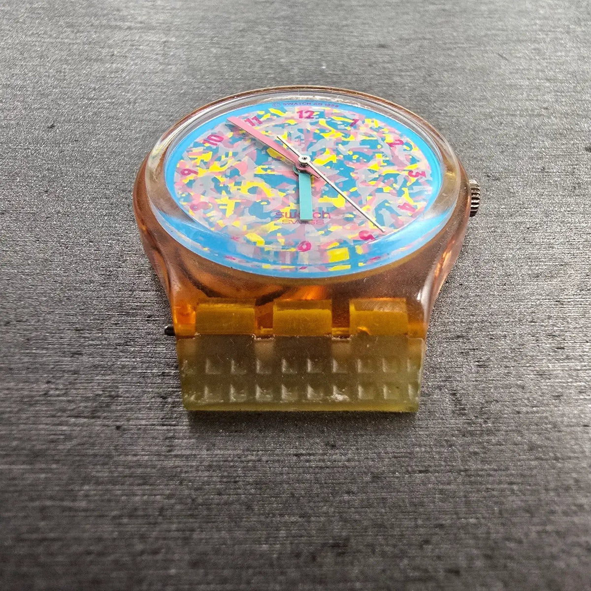 Swatch Rosehip Watch Women 34mm Blue Dial Clear Case Round GP100 New Battery4