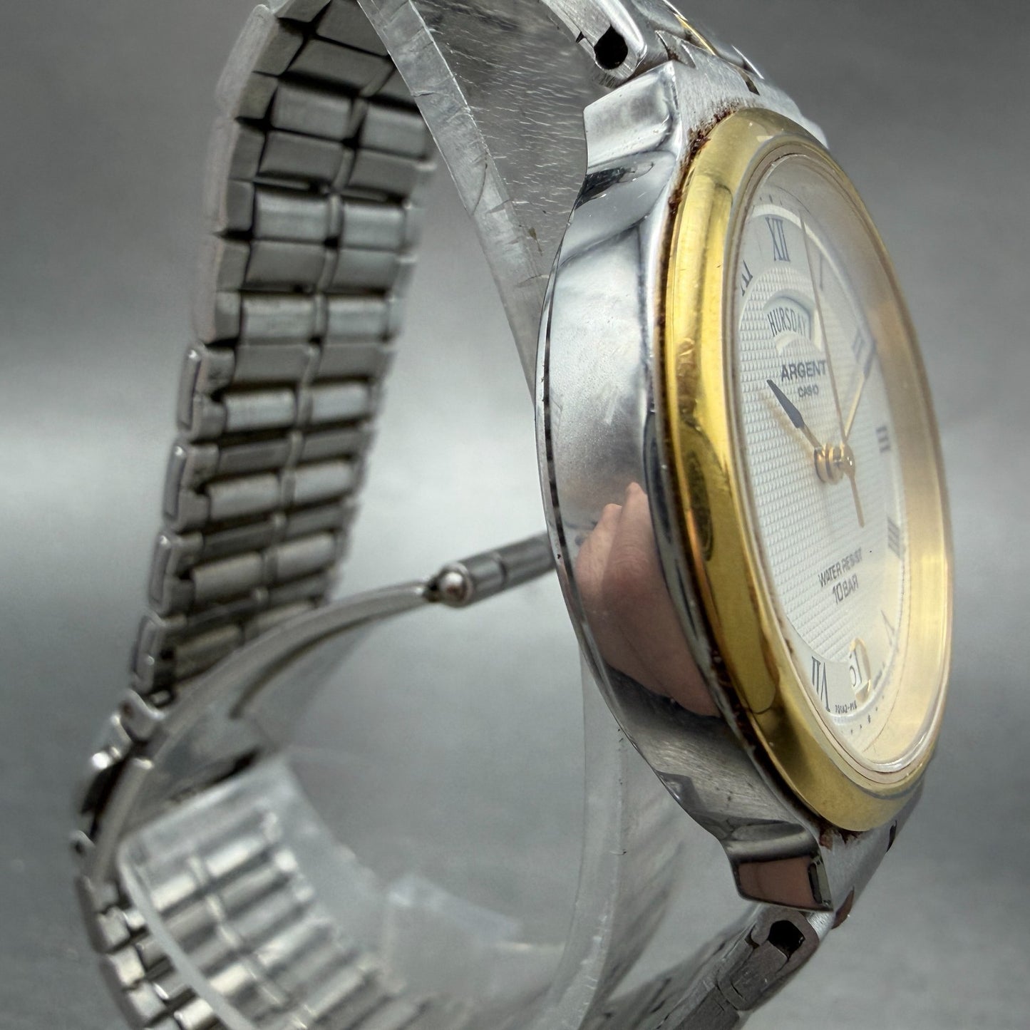 Casio Agent Watch Men 32mm Silver Dial Two Tone Daydate MTW-121 New Battery3