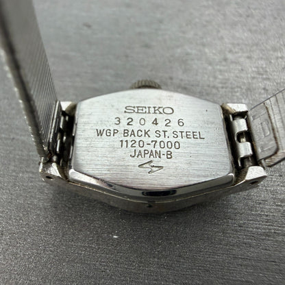 Seiko Watch Women 15mm Silver Dial Silver Tone Manual Oval 1120-7000 Runs VTG9