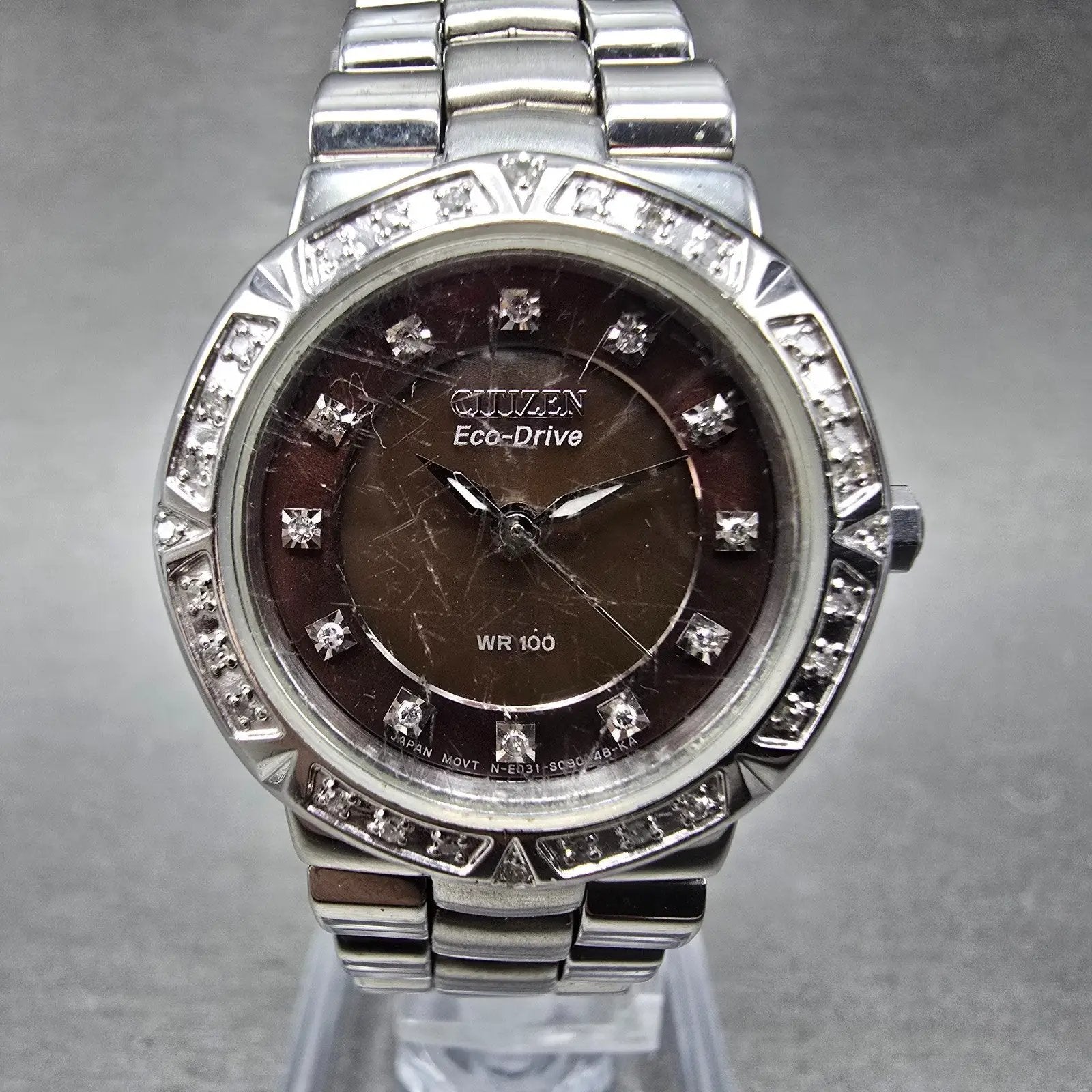 Citizen Eco-Drive Watch Women 26mm Brown Dial Silver Tone E031-S053650 Runs0
