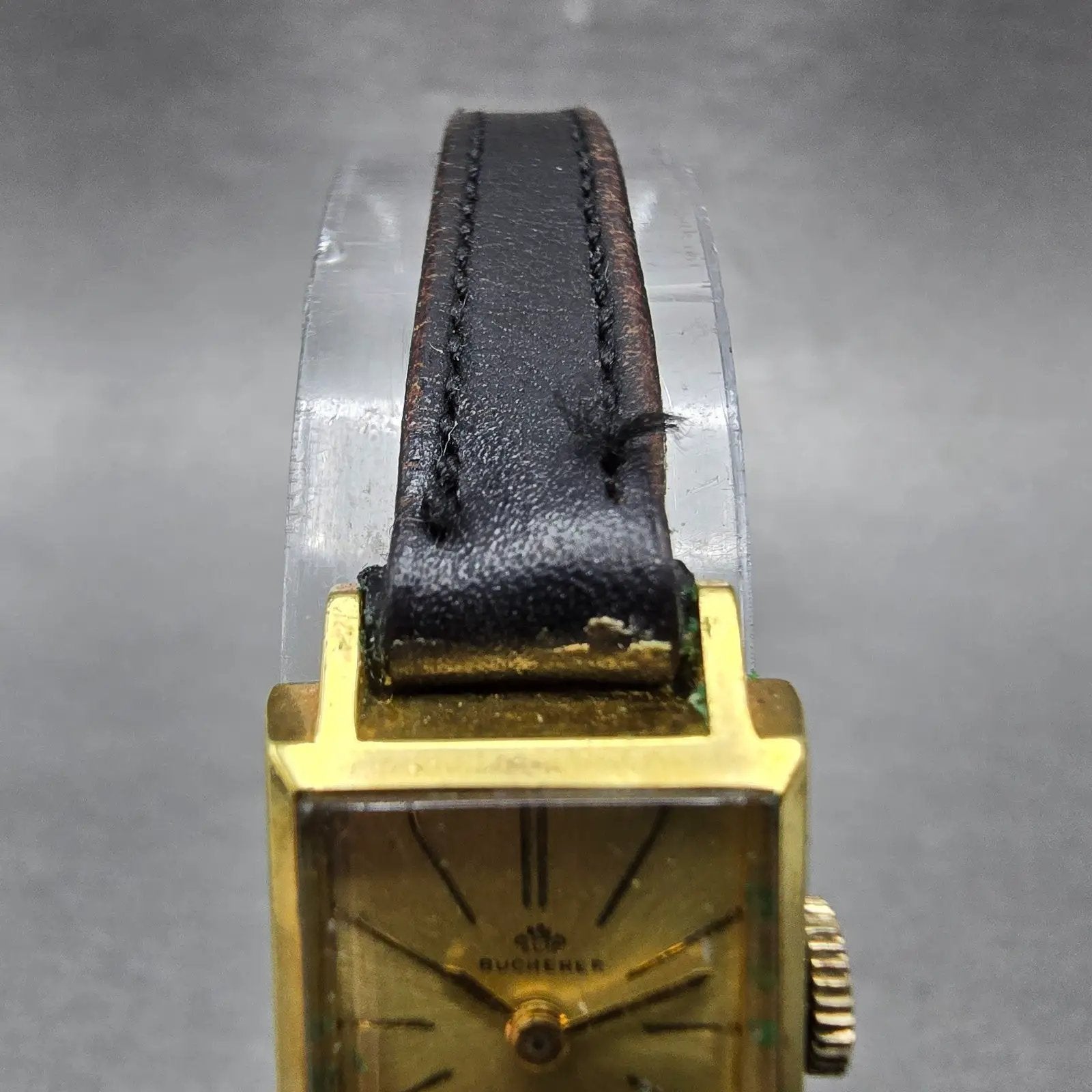 Bucherer Tank Watch Women 15mm Gold Dial Gold Plated Manual Wind PARTS5