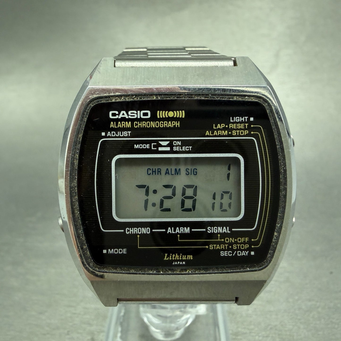 Casio 83QS-27 Watch Men 36mm Black Dial Silver Tone Alarm Chrono New Batt ABC0