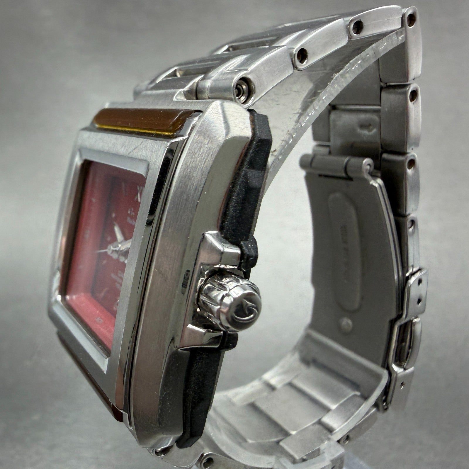 Casio Baby-G GMS Watch Women 29mm Red Dial Silver Tone Rectangle New battery2
