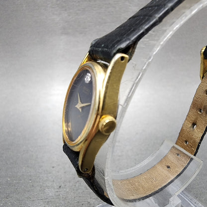 Seiko Watch Women 16mm Black Dial Gold Tone Oval 2c206399 New Battery2
