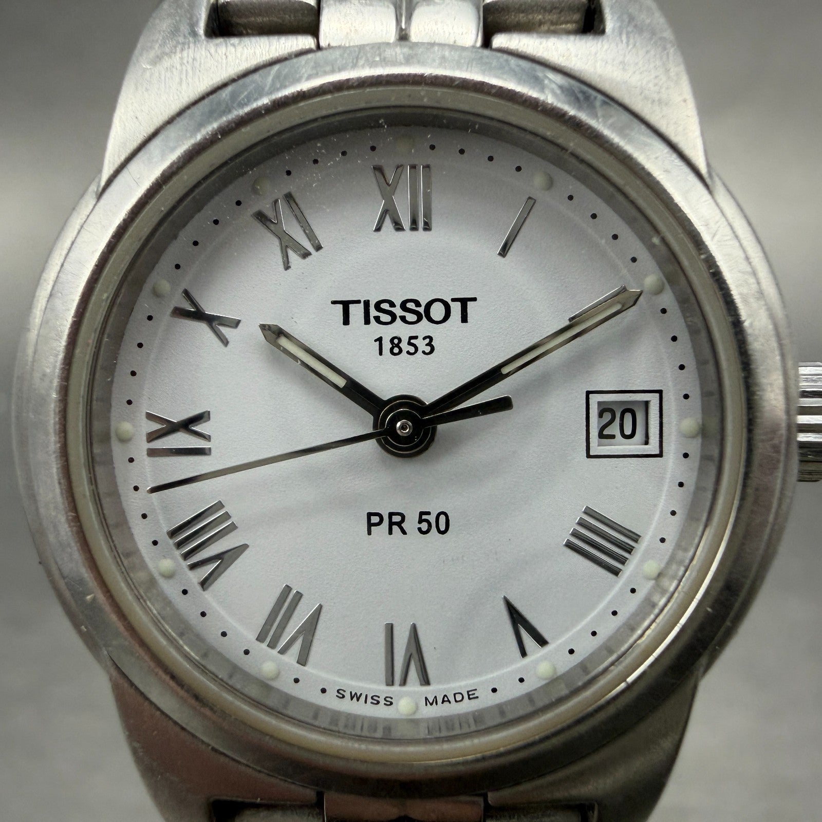 Tissot PR 50 Watch Women 25mm White Dial Silver Tone Date J326/426 New Battery1