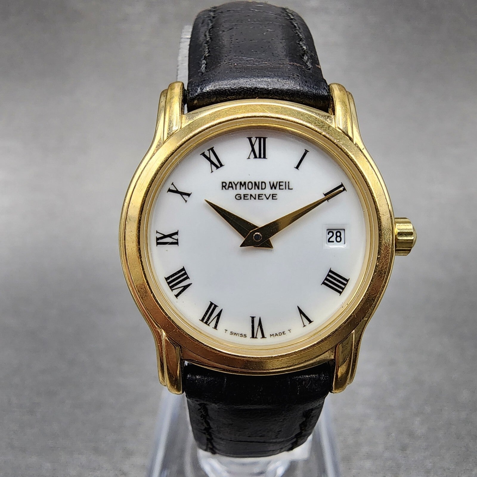 Raymond Weil Watch Women 24mm White Dial Gold Dial Date 5369 New Battery0