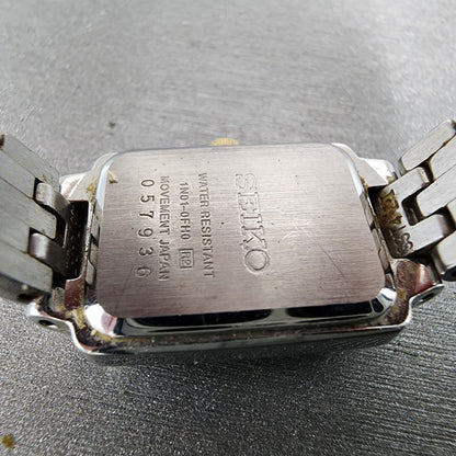 Seiko Tank Watch Women 16mm White Dial Two Tone Rectangle 1N010FH0 New Battery9