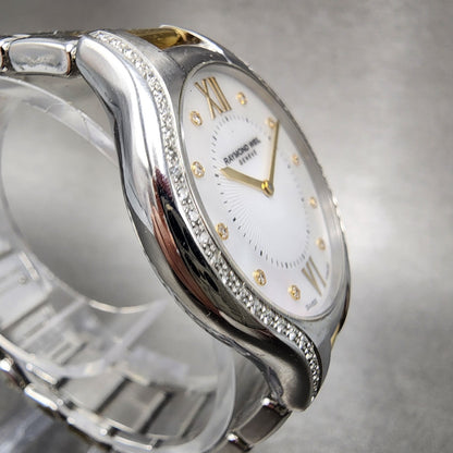 Raymond Weil Noemia Watch Women 32mm MOP Dial Steel Diamond Bezel 5132 New Batt