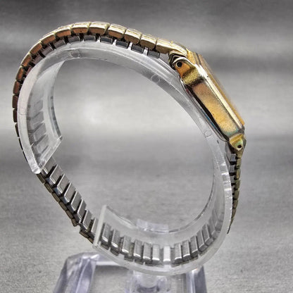 Citizen CQ Watch Women 17mm Black Dial Gold Tone Rectangle 3220-986385 New Batt8