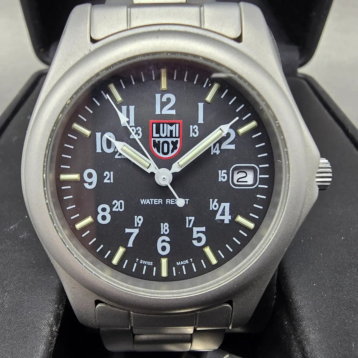 Luminox H3 MBM Watch Men 36mm Black Dial Steel Date Round New Battery W/Box1