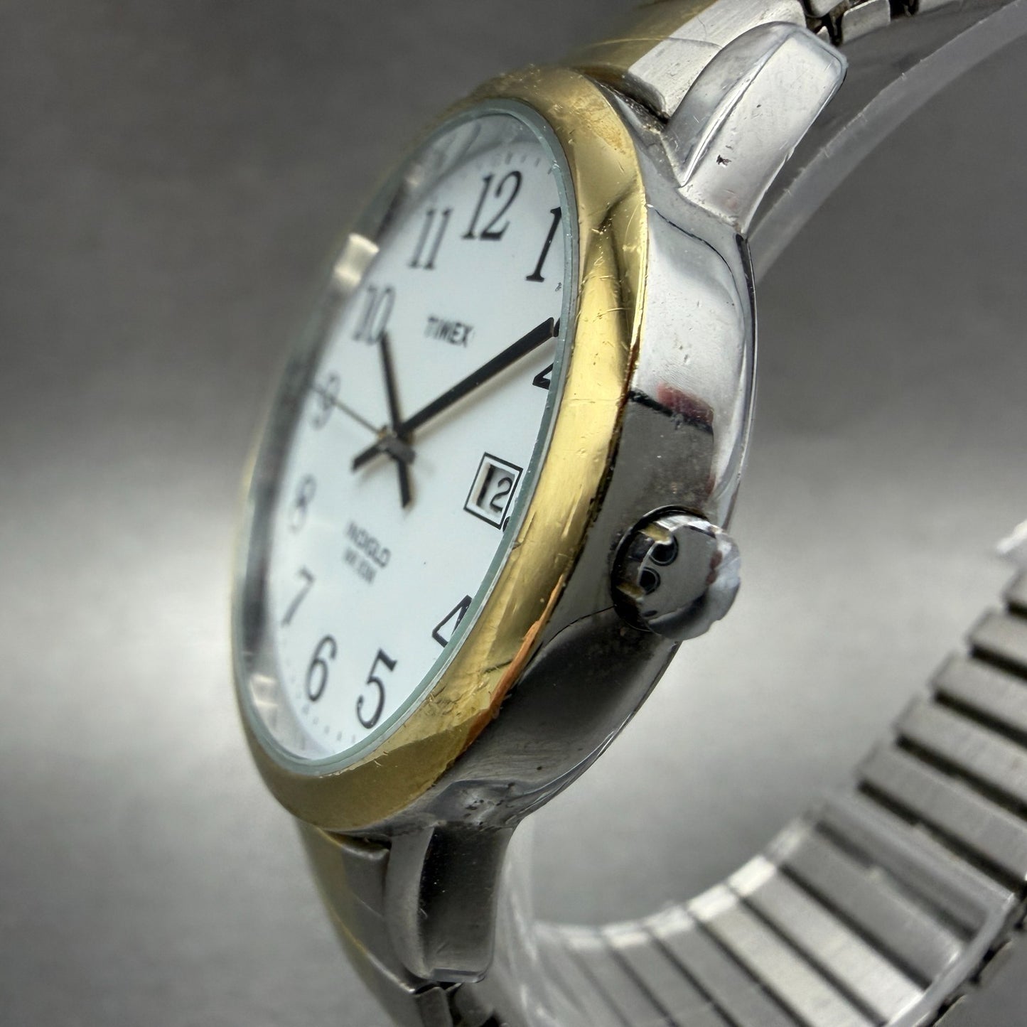Timex Easy Reader Watch Men 35mm White Dial Two Tone Date Round New Battery2