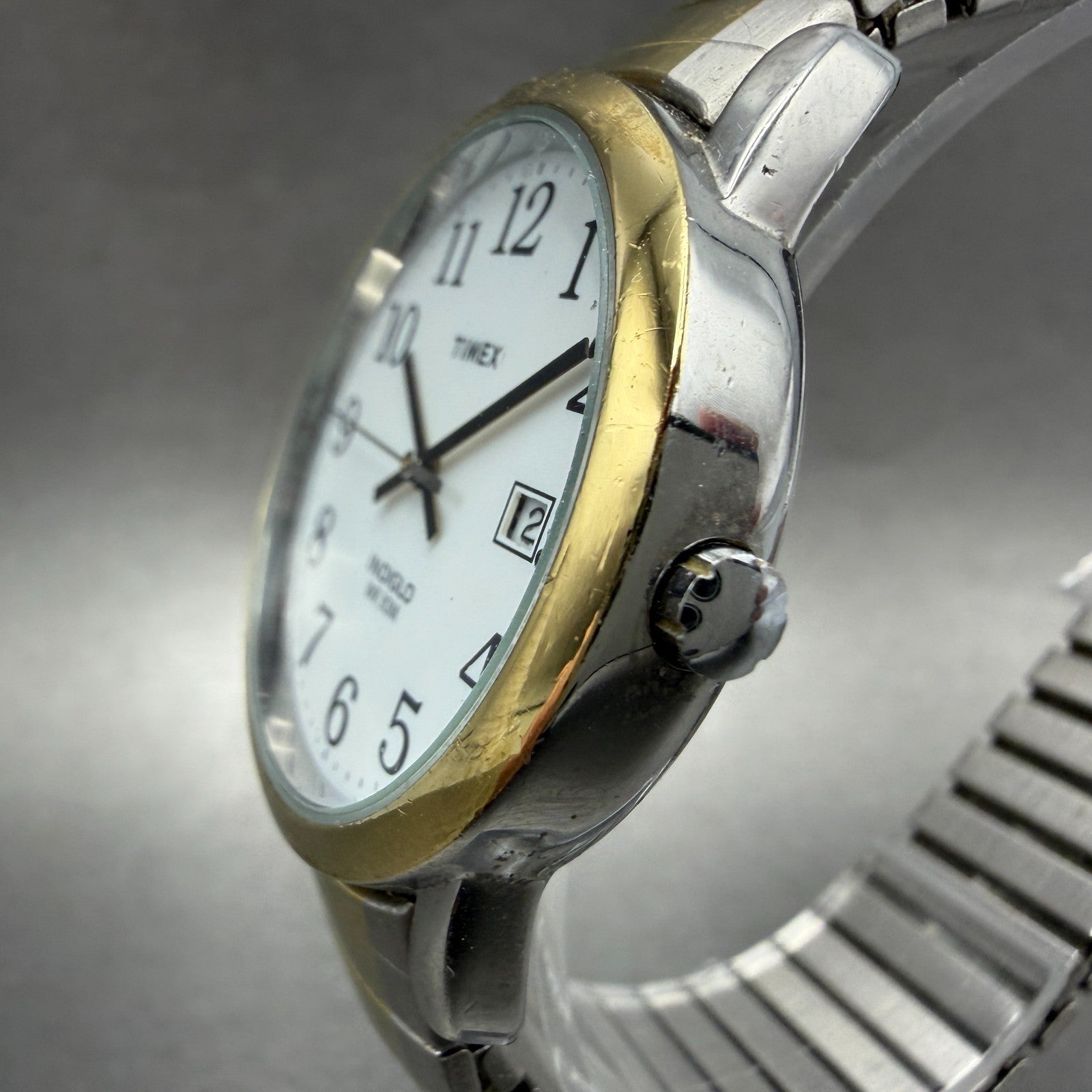 Timex Easy Reader Watch Men 35mm White Dial Two Tone Date Round New Battery2