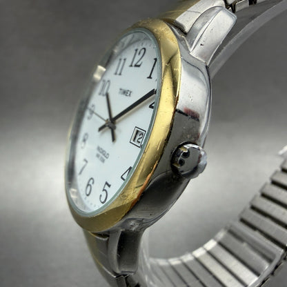 Timex Easy Reader Watch Men 35mm White Dial Two Tone Date Round New Battery2