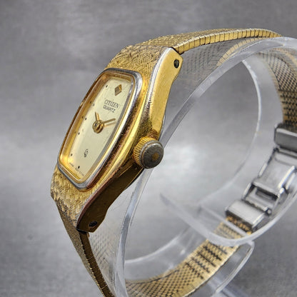 Citizen CQ Watch Women 16mm Champagne Dial Gold Tone 3220324099 New Battery2
