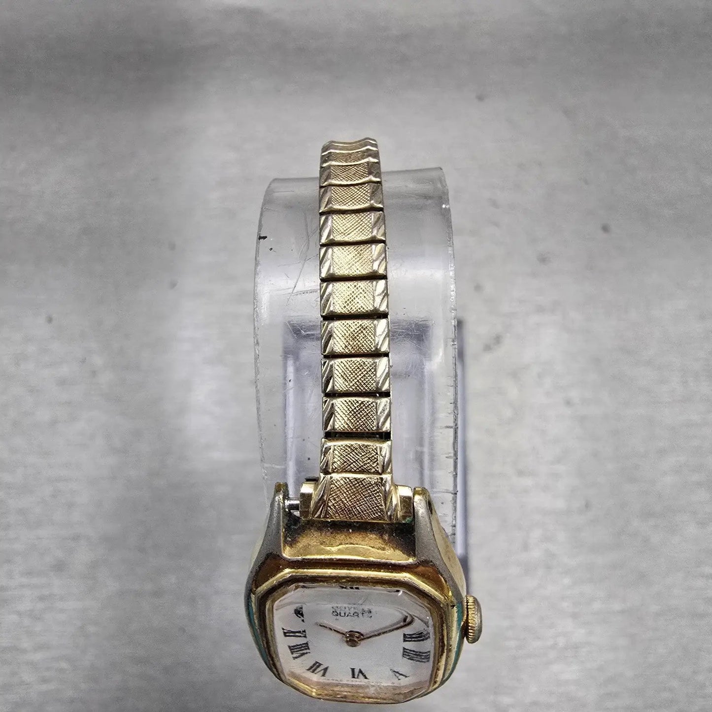 Seiko Watch Women 17mm White Dial Gold Tone Rectangle 2320-6559 New Battery VTG4