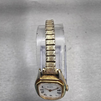 Seiko Watch Women 17mm White Dial Gold Tone Rectangle 2320-6559 New Battery VTG4