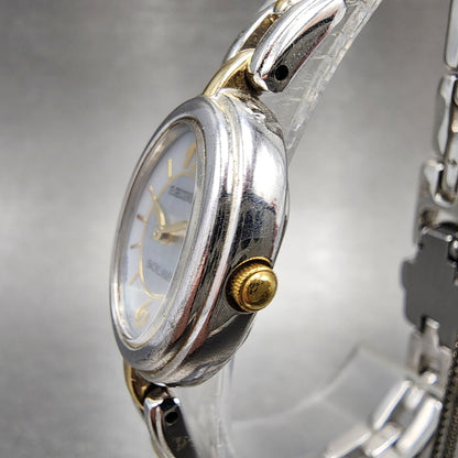 Seiko Solar Watch Women 18mm MOP Dial Two Tone Oval V1105a20 Runs2