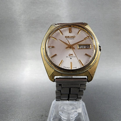Seiko Lord Matic Watch Men 35mm Silver Dial Gold Tone Daydate 56067000 Run READ5