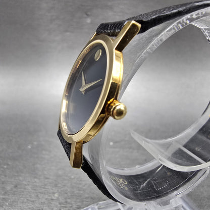 Movado Museum Watch Women 25mm Black Dial Gold Tone Round 87.A1.832 New Battery2