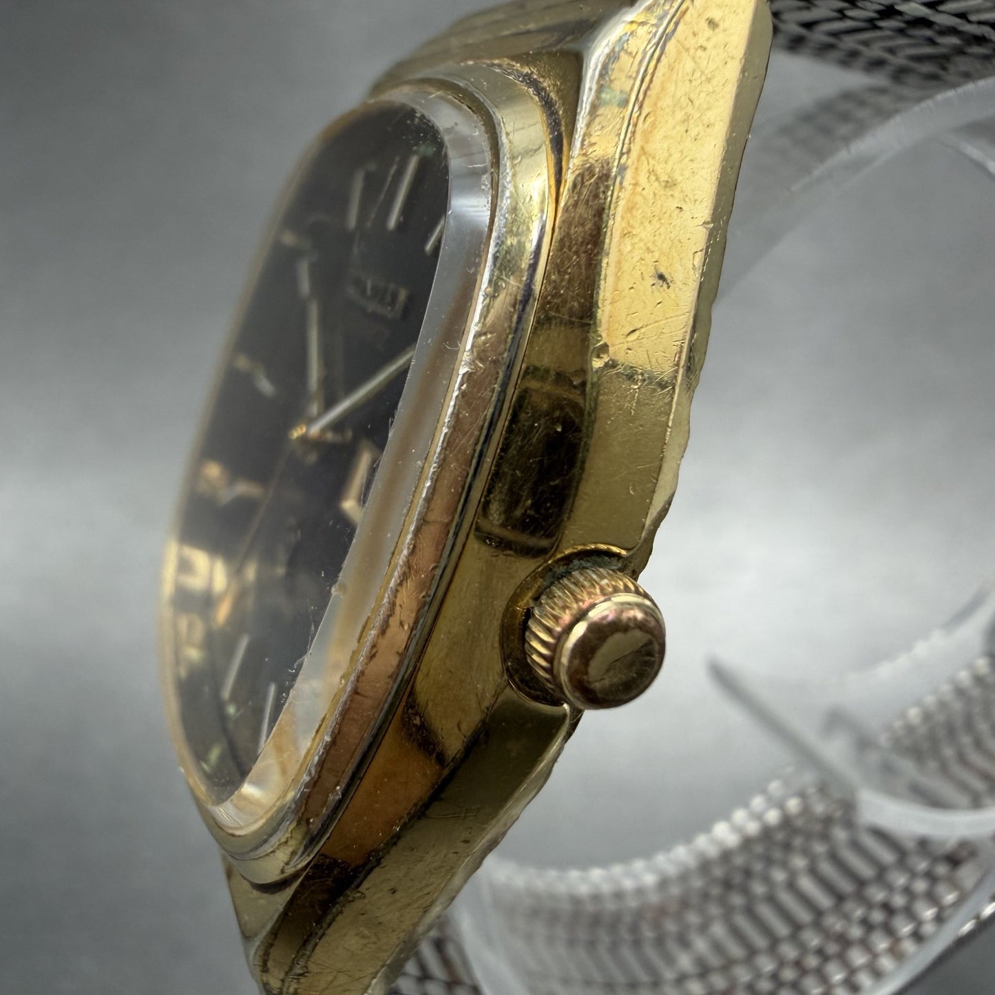 Citizen CQ Crystron Watch Men 33mm Brown Dial Gold Tone Daydate 4731549 PARTS3