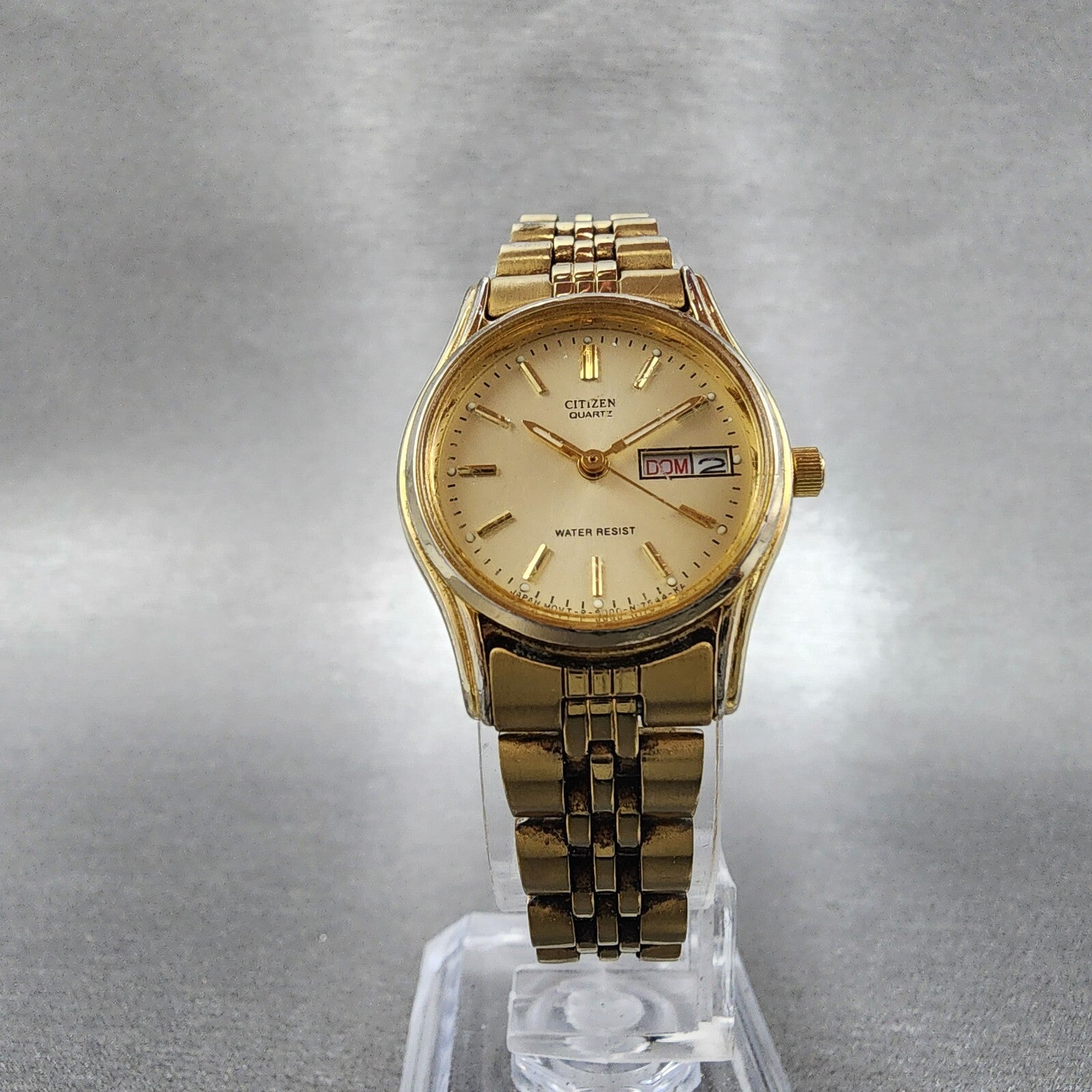 Citizen Watch Women 23mm Champagne Dial Gold Tone Daydate 6000S38231 New Batt5