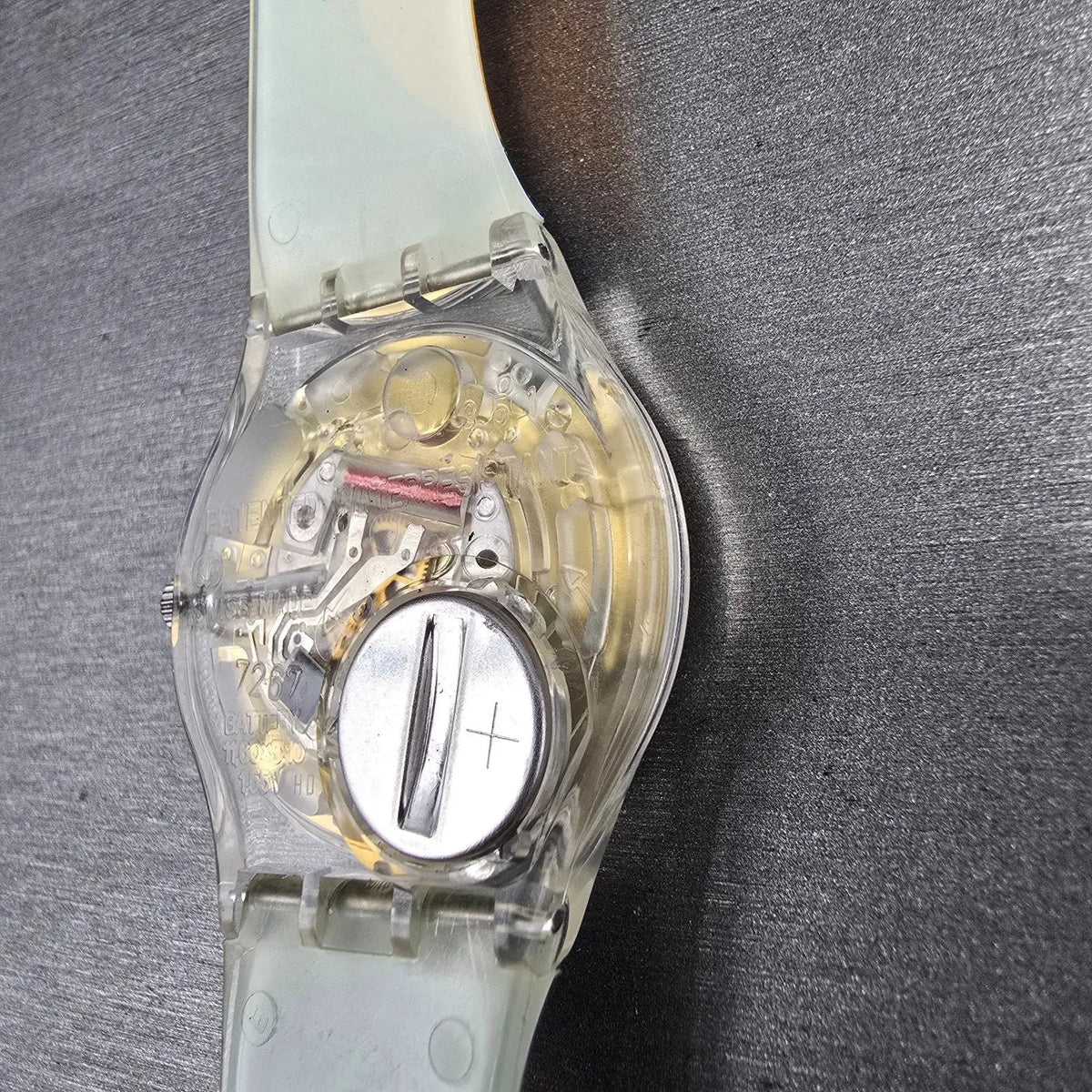 Swatch Kymata Watch Men 34mm Blue Dial Clear Case Round GE148 New Battery9